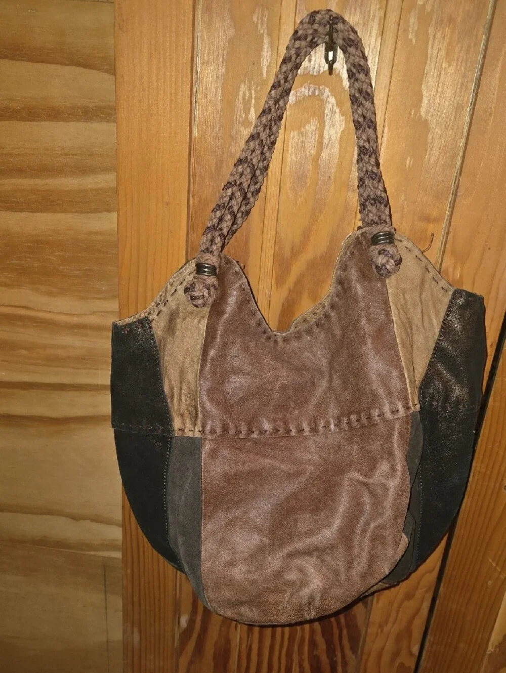 The Sak Patchwork Leather Hobo Bag - Brown & Black